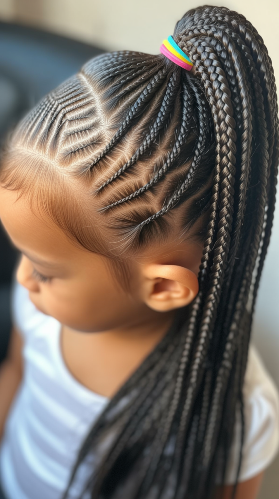 Side Cornrows with Free-Flowing Hair