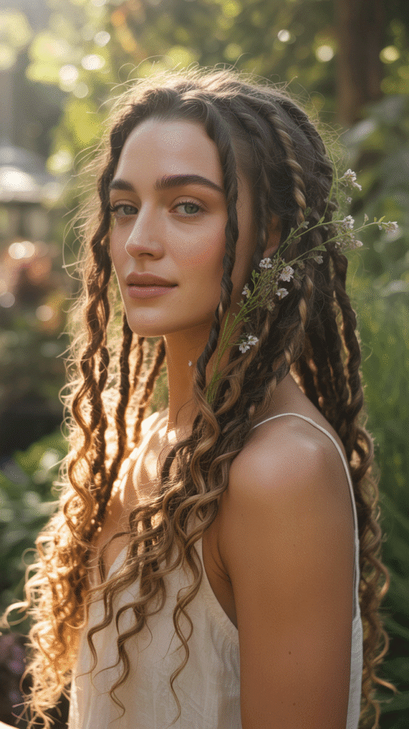 27 Latest Dreadlock Style Designs That Are Creative and Unique 18 Bohemian Goddess Locs