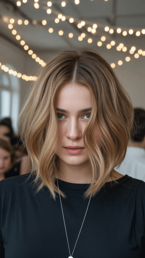 27 Stylish Christmas Party Hairstyles for Mid-Length Hair to Try Now 21 Zigzag Part with Loose Waves
