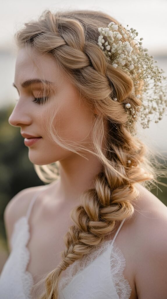 Romantic Fishtail Braid Side Sweep