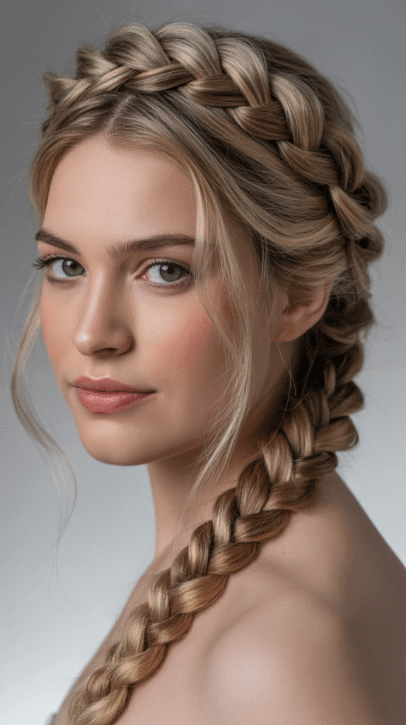 33 Trendy French Braided Hairstyles with a Chic Twist 15 French Braid Updo with Twisted Crown