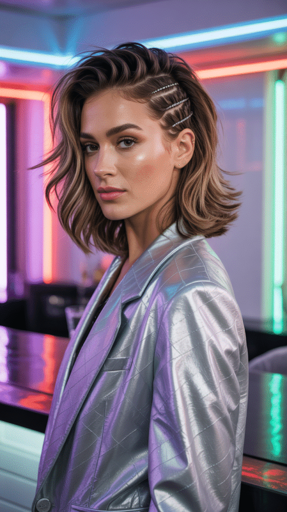 33 Simple Christmas Party Hairstyles for Medium Hair That Look Stunning 29 Textured Ponytail with Crimped Sections