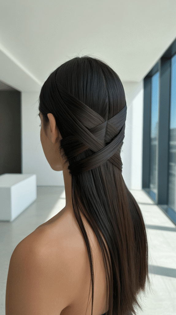 26 Stunning Whimsical Half-Up Hairstyles Perfect for Everyday Magic 19 Criss-Cross Half-Up