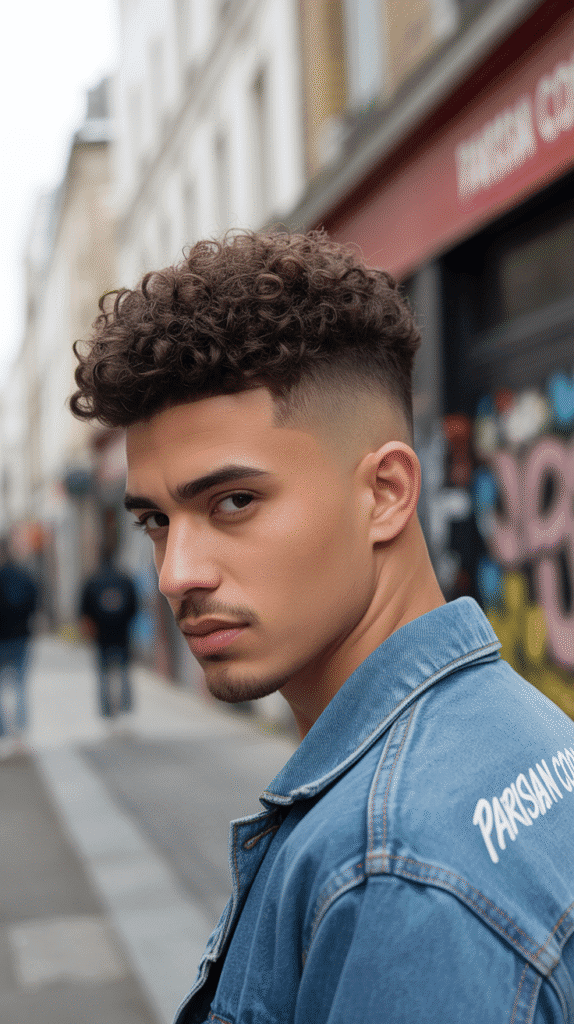 30 Classic French Hairstyles for Men That Never Go Out of Style 13 Curly Top with Fade