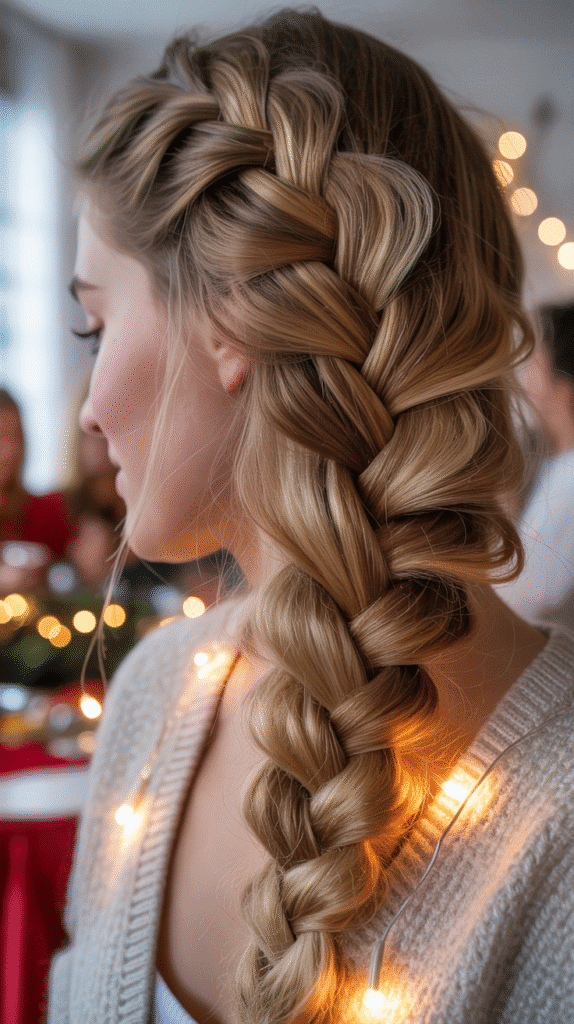 27 Beautiful Christmas Party Hairstyles for Thin Hair That Add Volume 8 Fishtail Braid with Pancaking Technique