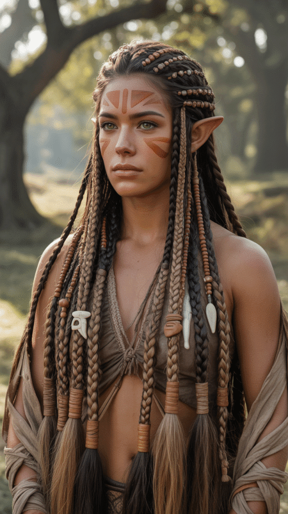 30 Enchanting Elf Hairstyle Drawings to Spark Your Fantasy Inspiration 10 Tribal Decorated Braids