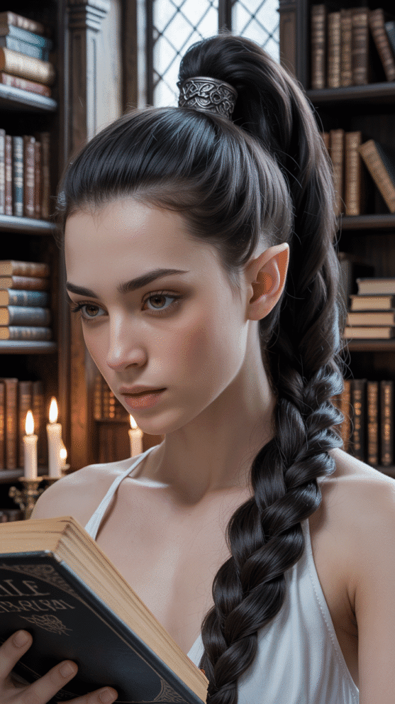 30 Enchanting Elf Hairstyle Drawings to Spark Your Fantasy Inspiration 11 Sleek High Ponytails