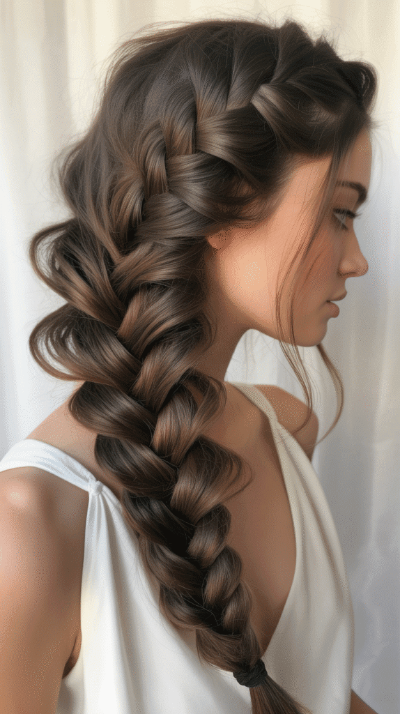 28 Enchanting Whimsical Hairstyles for Long Hair Perfect for Any Occasion 5 Fishtail Braid Side Sweep