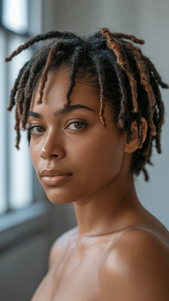 33 Chic Short Dreadlock Styles for Ladies That Stay in Style 16 Natural Root Loc Style