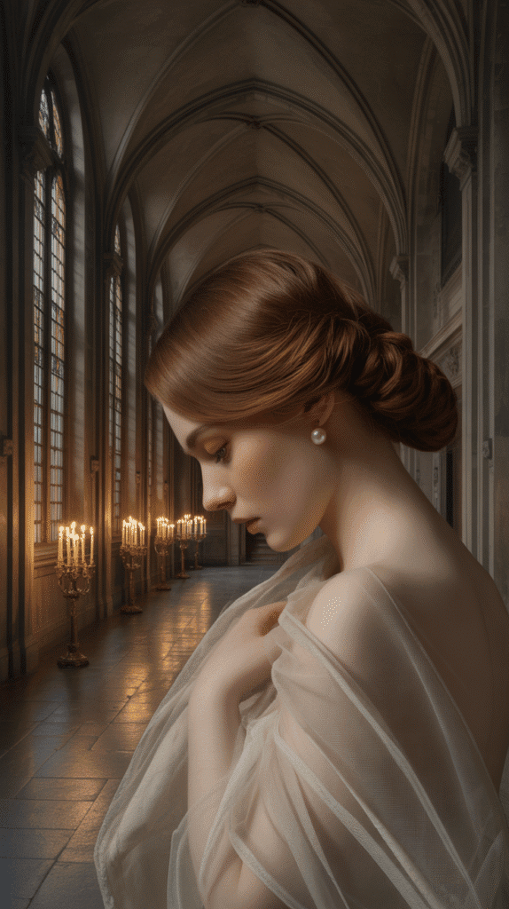 27 Elegant Medieval Updo Hairstyles for Princesses 5 The Veiled Low Chignon