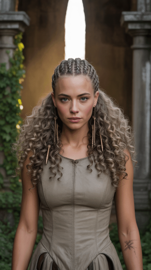 30 Romantic Medieval Hairstyles for Princesses with Curls 22 The Braided Mohawk with Curly Sides