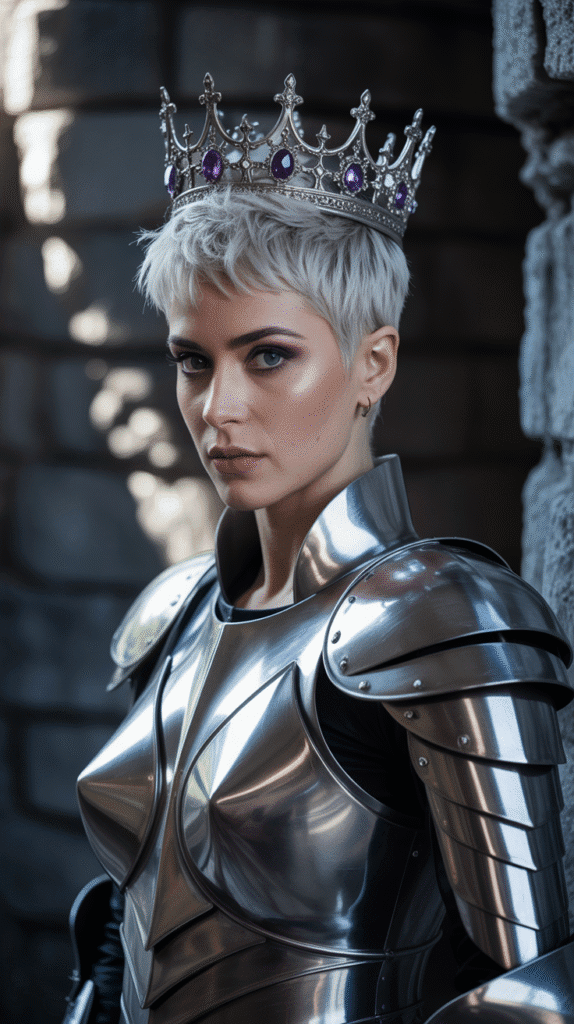 33 Chic Medieval Hairstyles for Short-Haired Princesses 14 The Textured Pixie with Crown