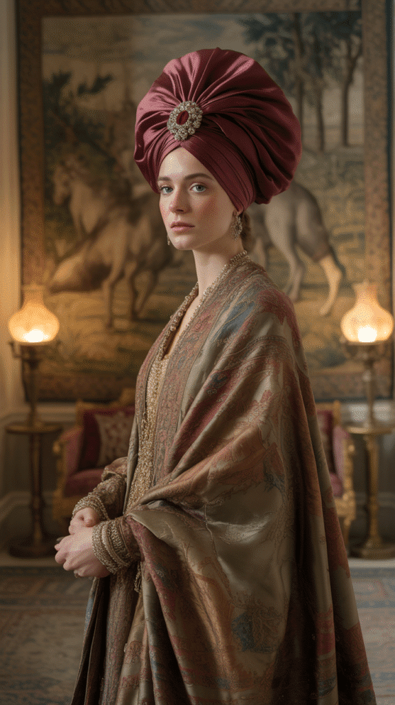 30 Regal Medieval Hairstyles for Princesses and Queens 23 The Wrapped Turban-Style Headdress
