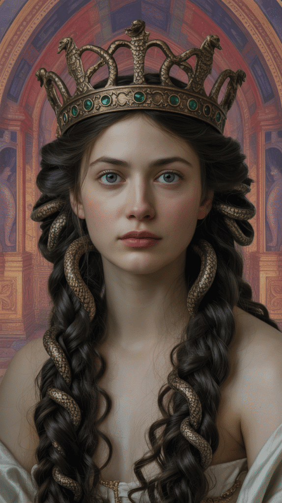 27 Royal Medieval Hairstyles for Princesses with Crowns 13 The Coiled Serpent with Jeweled Crown