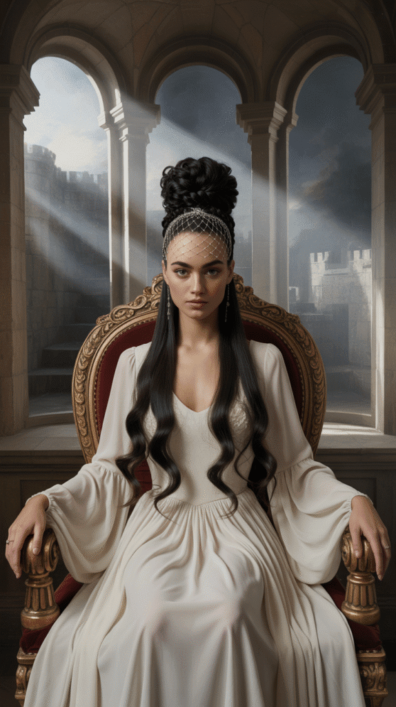33 Enchanting Medieval Wedding Hairstyles for Princesses 16 High Braided Bun