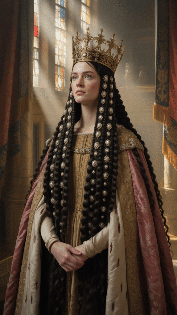27 Royal Medieval Hairstyles for Princesses with Crowns 22 The Triple-Tiered Crown Braids