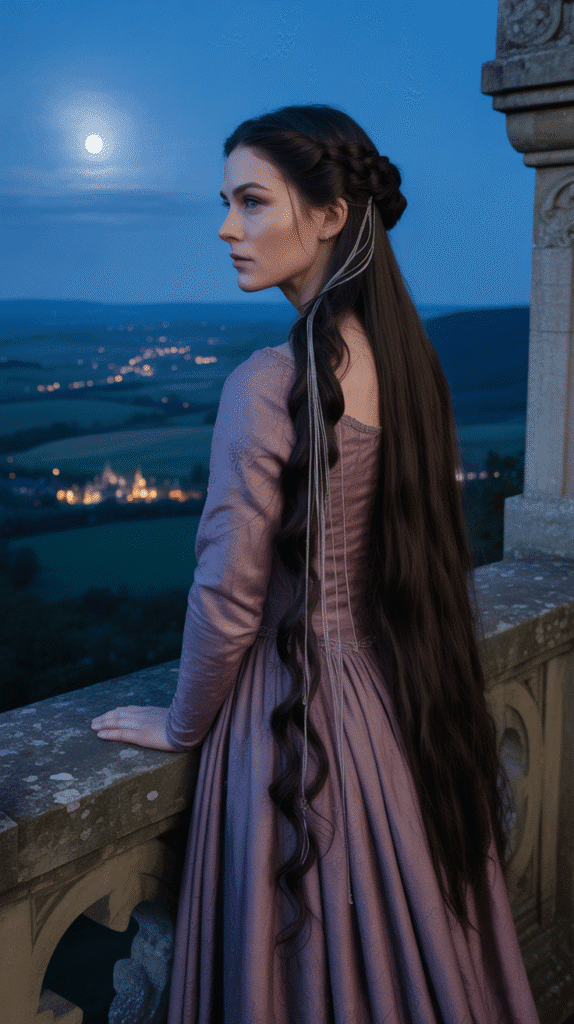 27 Beautiful Medieval Braided Hairstyles for Princesses 20 Asymmetrical Side Braid with Chain