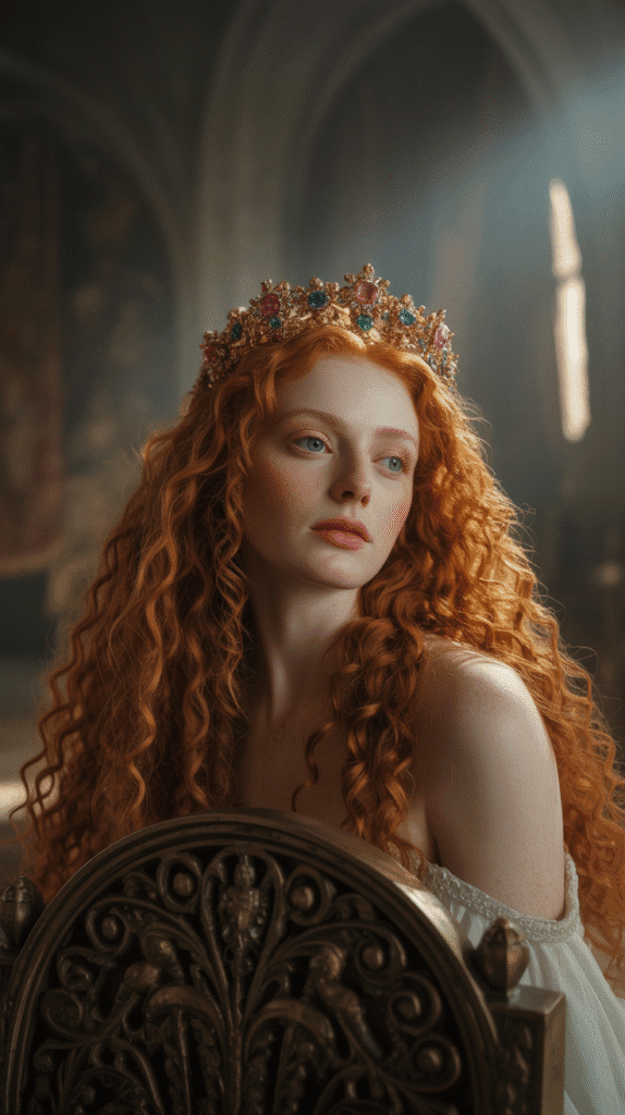33 Enchanting Medieval Wedding Hairstyles for Princesses 28 Voluminous Curls with Jeweled Circlet
