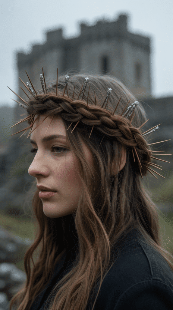 30 Fairytale-Inspired Medieval Hairstyles for Princesses 28 The Crown of Thorns Braid