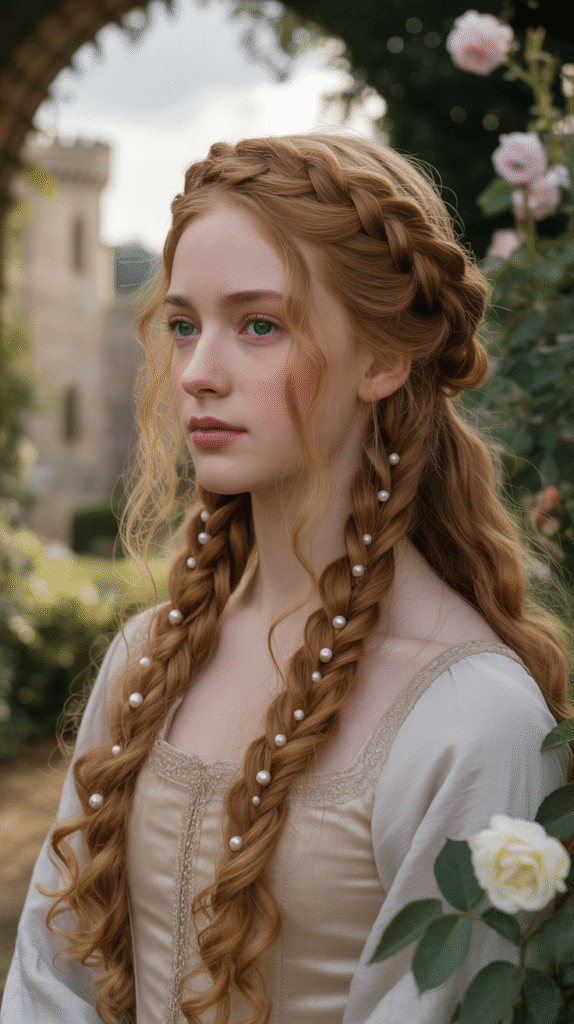 33 Step-by-Step Medieval Hairstyles for Princesses 6 The Waterfall Braid Crown