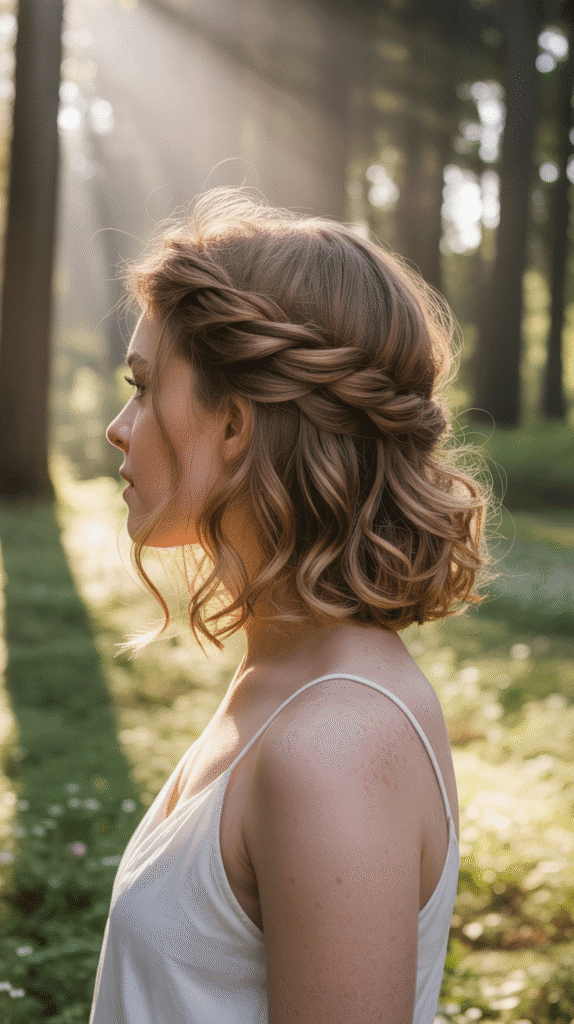 30 Dreamy Whimsical Hairstyles for Medium-Length Hair You'll Fall in Love With 4 Half-Up Twisted Crown