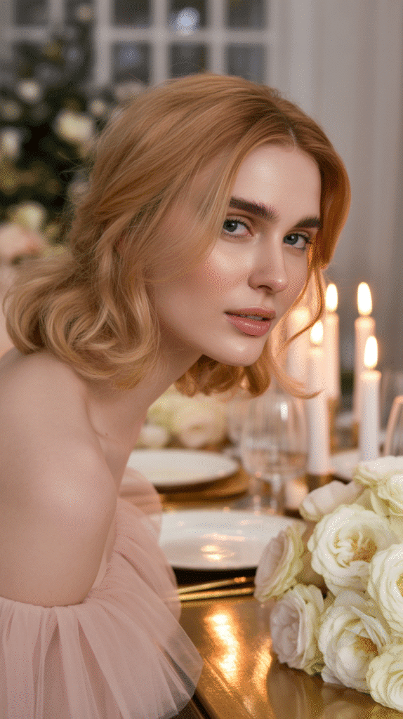 33 Simple Christmas Party Hairstyles for Medium Hair That Look Stunning 10 Soft Romantic Updo with Wispy Tendrils