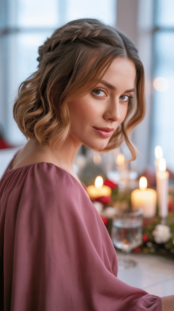 33 Simple Christmas Party Hairstyles for Medium Hair That Look Stunning 26 Side Braid with Loose Waves