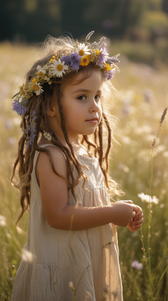 37 Adorable Dreadlock Styles for Kids That Are Easy & Cute 18 Flower Crown Dreads