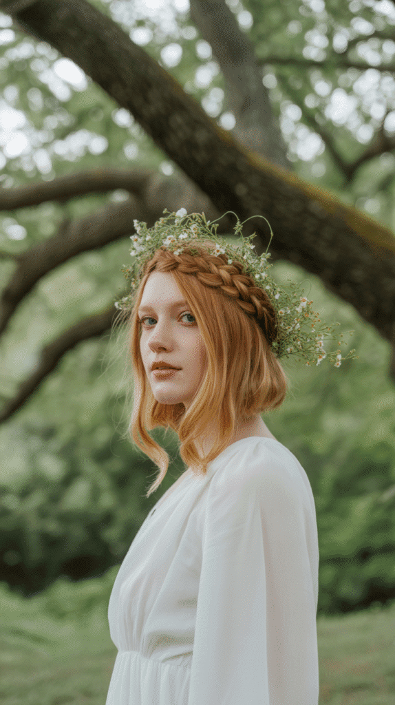 33 Elegant Christmas Party Updo Hairstyles for a Glam Look 28 Braided Halo with Tucked Ends