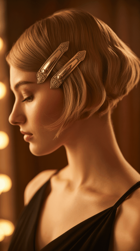 27 Whimsical Hairstyles for Short Hair That Feel Straight Out of a Fairytale 25  Faux Bob Updo with Vintage Clips