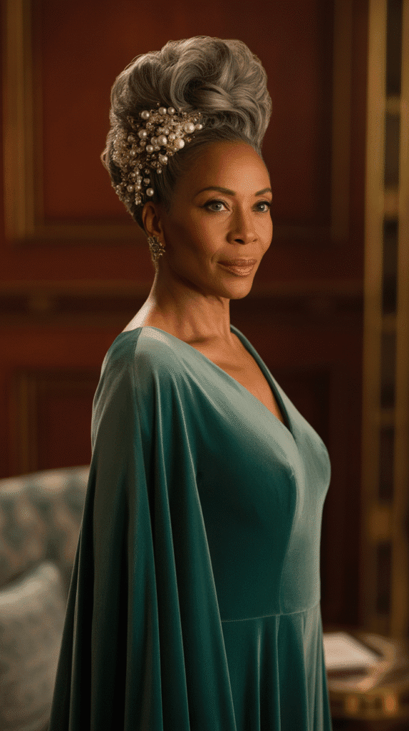 33 Elegant Winter Hairstyles for African American Women of All Ages 33 Twisted Updo with Accessories