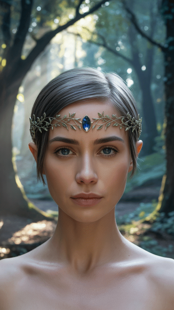 27 Magical Elf Hairstyles for Short Hair Perfect for Cosplay or Holidays 16 Circlet Integration Style