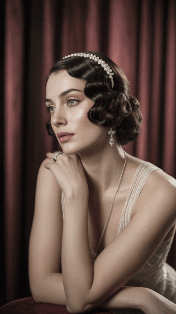 30 Beautiful 1930s Hairstyles for Black Women That Inspire Grace 15 Sculptured Waves with Pearl Headband