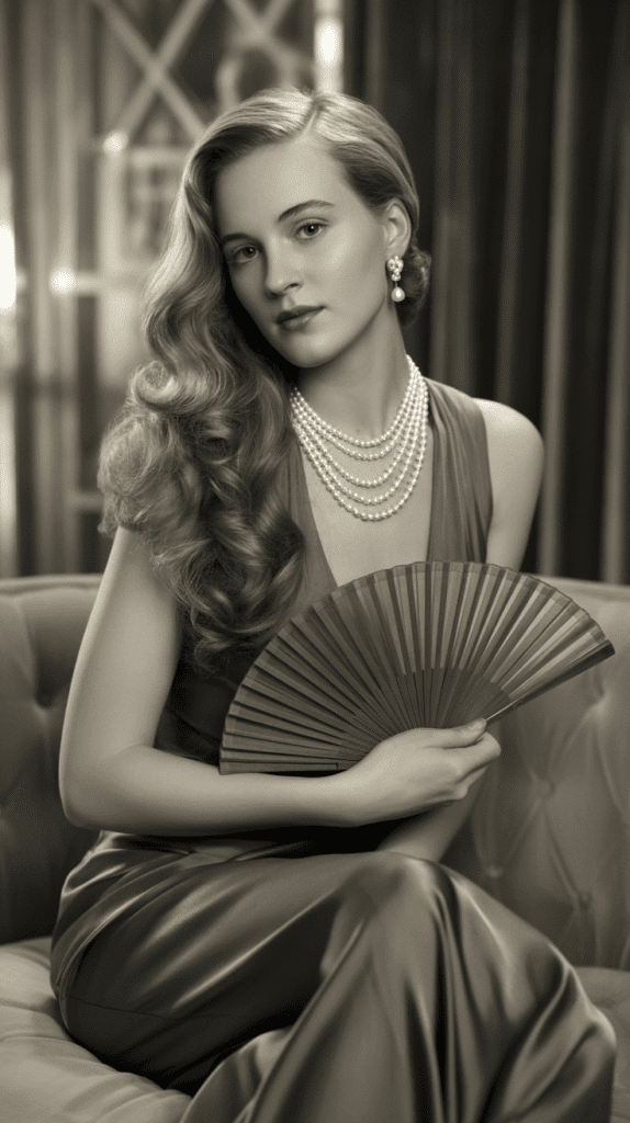 30 Elegant 1930s Hairstyles for Long Hair You'll Fall in Love With 30 Draped Waves with Pearl Accessories