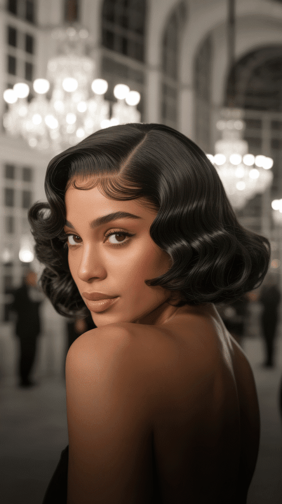 30 Gorgeous Winter Wig Styles for Black Women You'll Want to Try Now 18 Deep Side Part Finger Waves