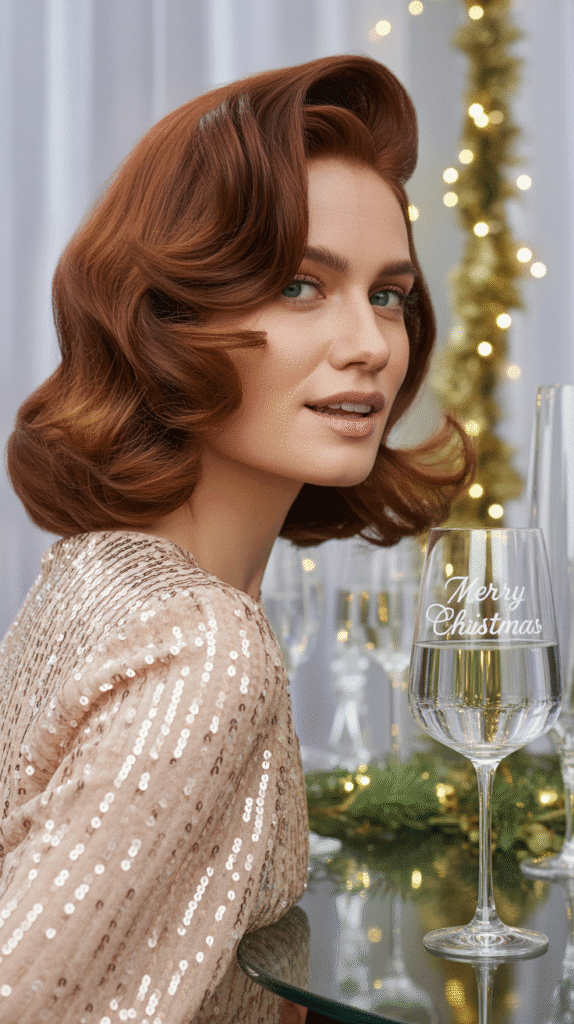 33 Simple Christmas Party Hairstyles for Medium Hair That Look Stunning 3 Side-Swept Waves with Deep Part