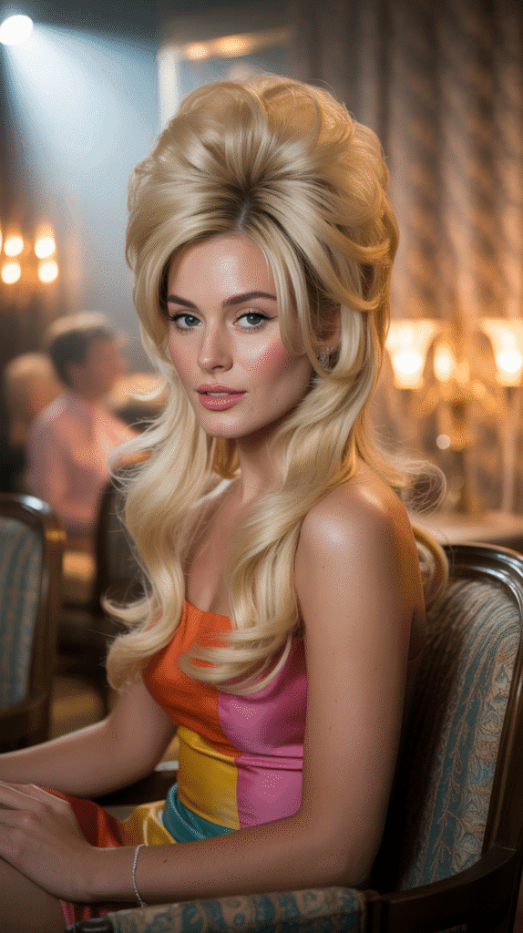 30 Gorgeous Christmas Party Hairstyles with Long Curls That Turn Heads 26 Retro Beehive with Cascading Curls