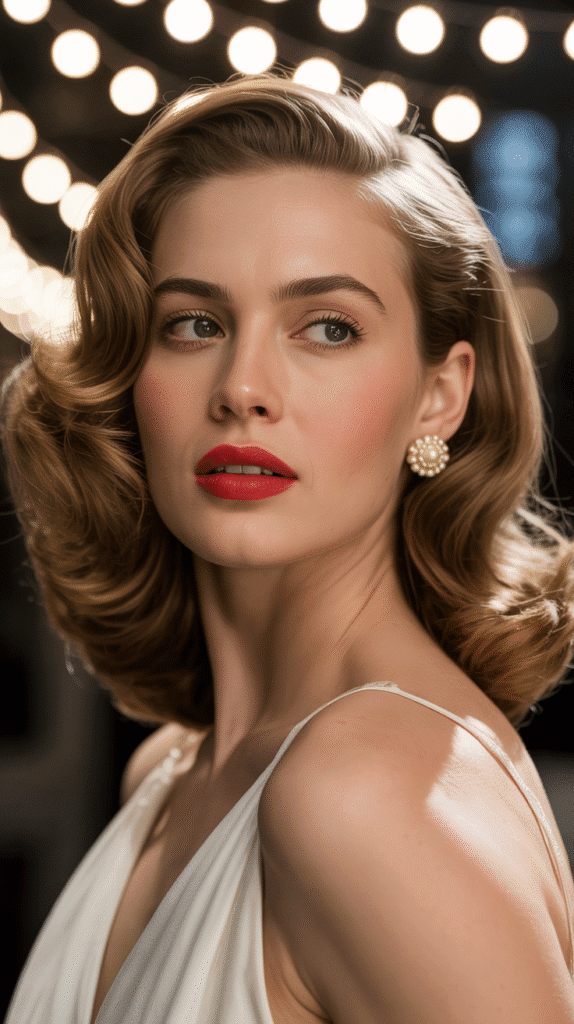 27 Chic Christmas Party Hairstyles for Medium Hair That Dazzle 1 Classic Hollywood Waves