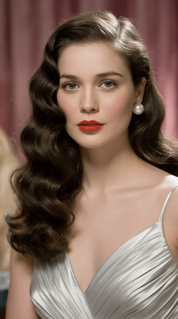30 Gorgeous Christmas Party Hairstyles with Long Curls That Turn Heads 1 Classic Hollywood Glamour Waves