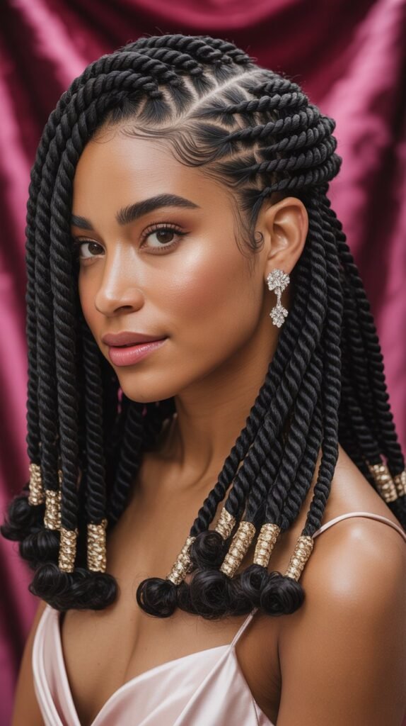 Side-Swept Senegalese Twists