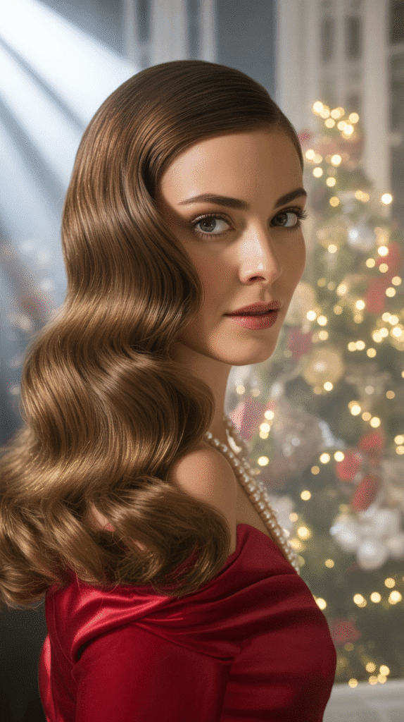 27 Easy Christmas Party Hairstyles for Long Hair Perfect for the Holidays 1 Classic Hollywood Waves