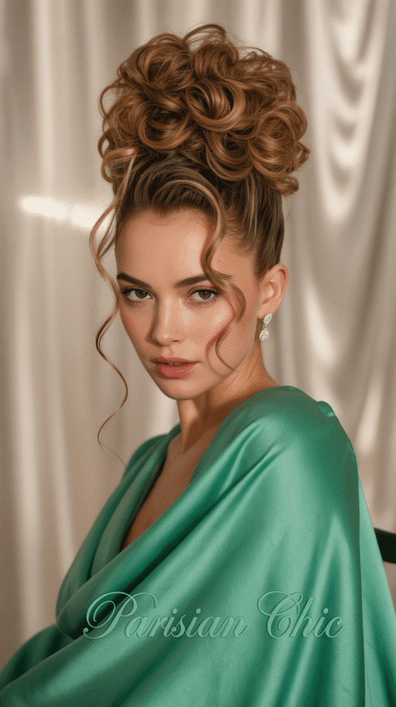 33 Trendy French Hairstyles for Curly Hair That Embrace Natural Beauty 5 Pineapple Updo with French Flair