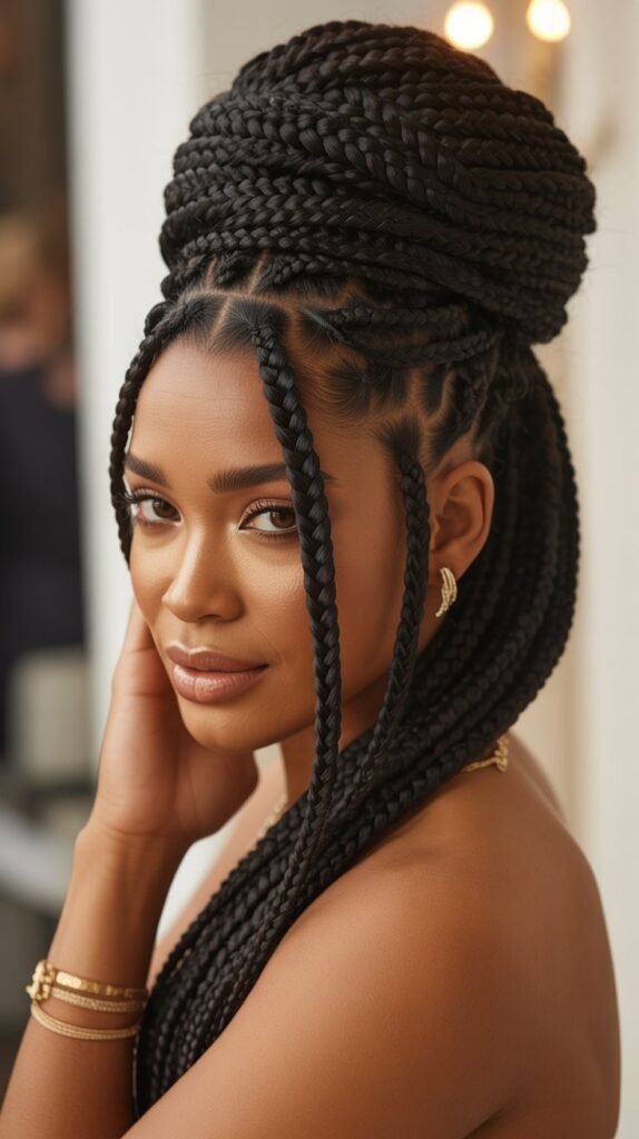 Classic Box Braids Updo