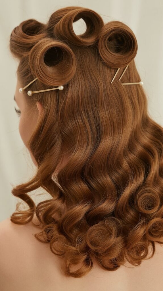 Vintage Pin-Up Rolls with Cascading Curls