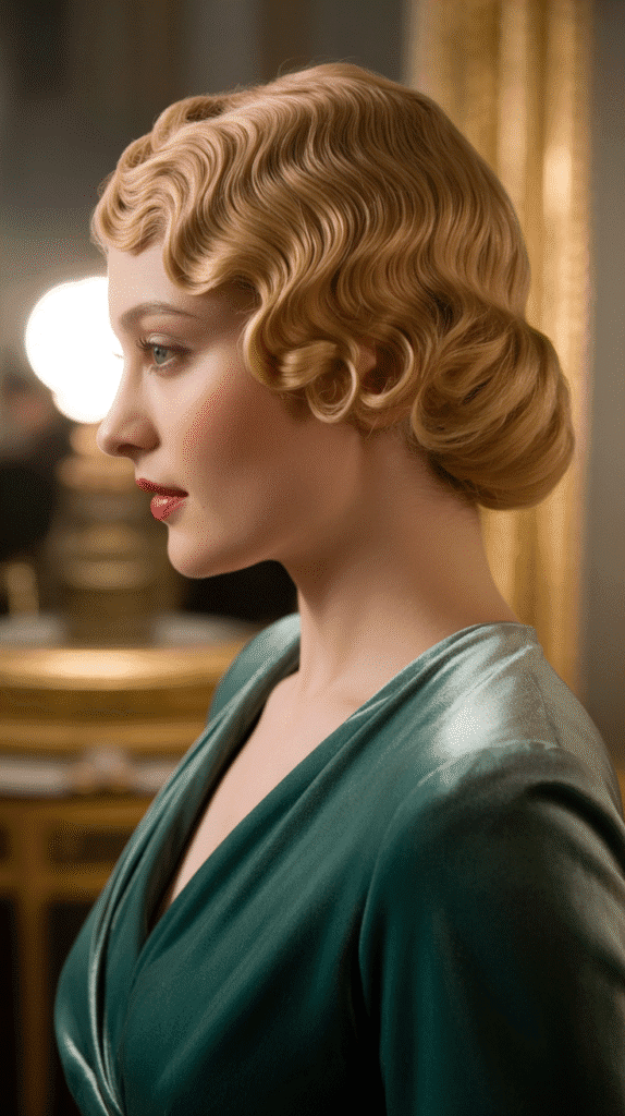 33 Vintage 1930s Updo Hairstyles for Special Occasions 3 Pin Curl Crown with Low Bun