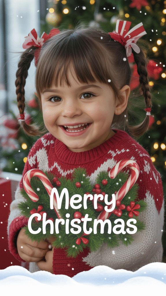 30 Cute Christmas Party Hairstyles for Kids That Are Adorable 2 Candy Cane Braided Pigtails