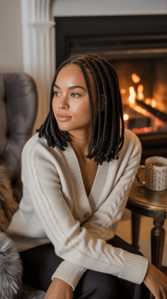 27 Best Winter Braided Hairstyles for Black Women to Stay Cute & Cozy 2 Knotless Box Braids