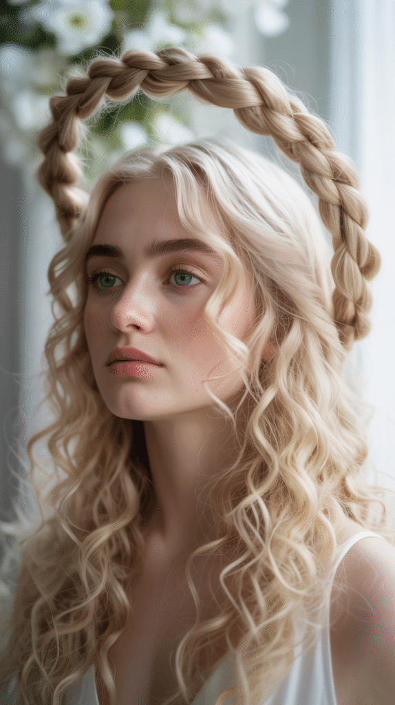33 Stunning Curly Half-Up Half-Down Hairstyles 30 Curly Half-Up with Halo Twist