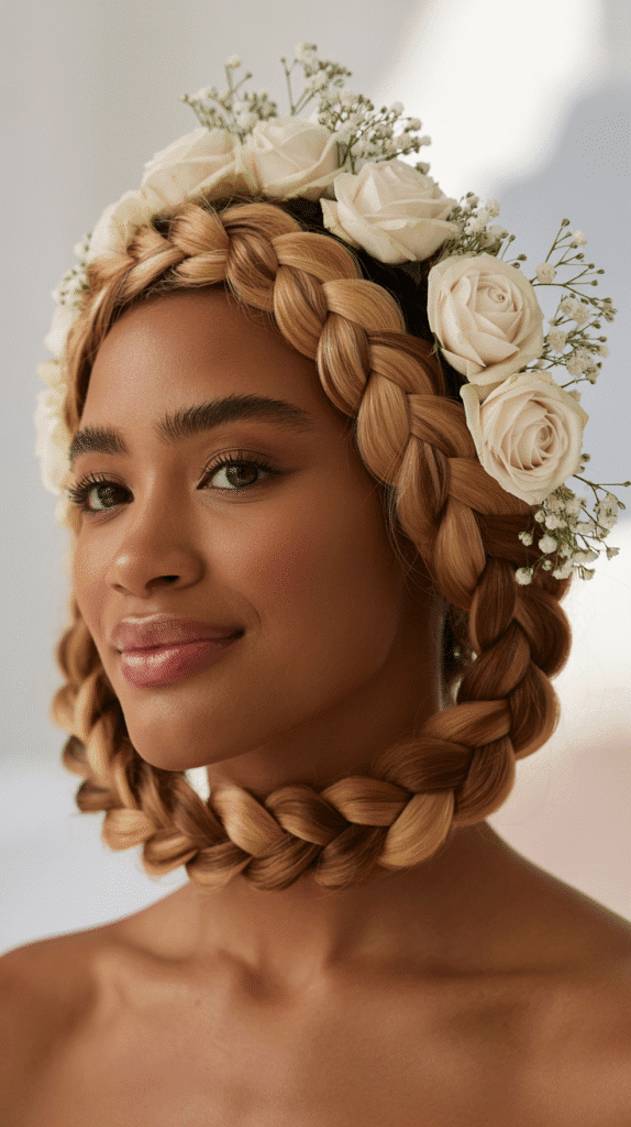 27 Classic Blonde Updo Hairstyles for Black Women for Every Occasion 15 Blonde Halo Braid Updo