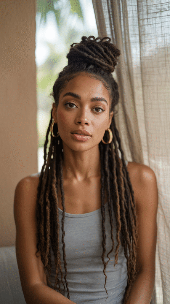 27 Latest Dreadlock Styles for Ladies That Slay Every Look 15 Dreadlock Top Knot